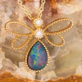* 1  Golden Butterfly 14kt Gold Opal Pendant