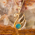 Swan Lake 14KT Gold & Diamond Australian Opal Pendant Swan Lake 14KT Gold & Diamond Australian Opal Pendant