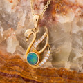*A Swan Lake 14KT Gold & Diamond Australian Opal Pendant
