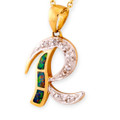 Radiantly Ravishing 14KT Gold & Diamond Opal Pendant