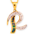 Radiantly Ravishing 14KT Gold & Diamond Opal Pendant