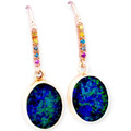 Bright Ocean Couture Sterling Silver Opal Drop Earrings