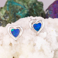 * Love's Dream 14KT Gold Heart Shaped Opal Earrings
