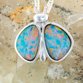 *1 A Ethereal Aurora Butterfly Sterling Silver Opal Pendant
