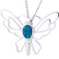 * Celestial Radiance Butterfly Sterling Silver Opal Pendant