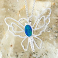 * Celestial Radiance Butterfly Sterling Silver Opal Pendant
