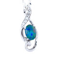 Peacock Plume Sterling Silver Opal Pendant