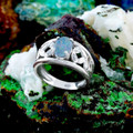 * 1 Sapphire Wave Sterling Silver  Australian Opal Ring