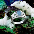 * 1 Sapphire Wave Sterling Silver  Australian Opal Ring