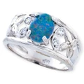 * 1 Sapphire Wave Sterling Silver  Australian Opal Ring