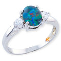Prismatic Glow Sterling Silver  Australian Opal Ring