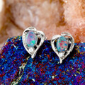 Enchanted Horizon Heart Shaped Sterling Silver Opal Stud Earrings Enchanted Horizon Heart Shaped Sterling Silver Opal Stud Earrings