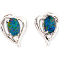 Mystic Glow Heart Shaped Sterling Silver Opal Stud Earrings Mystic Glow Heart Shaped Sterling Silver Opal Stud Earrings
