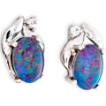 Golden Dawn Sterling Silver Opal Stud Earrings