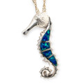 * Gilded Ocean Jewel 14KT Gold Seahorse Opal Inlay Pendant