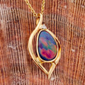 * 1 Solar Flare 14KT Gold & Diamond Opal Pendant