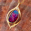 * 1 Solar Flare 14KT Gold & Diamond Opal Pendant