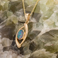 * 1 A Mystic Ocean 14KT Gold Opal Pendant