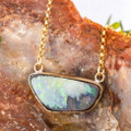 * AN ENCHANTED FOREST BOULDER OPAL YELLOW GOLD FILLED PENDANT