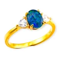 * 1 ELECTRIC OCEANLIGHT OPAL 18KT GOLD PLATED RING