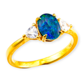 * 1 ELECTRIC OCEANLIGHT OPAL 18KT GOLD PLATED RING