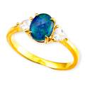 * 1 ELECTRIC OCEANLIGHT OPAL 18KT GOLD PLATED RING