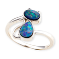 WHIMSICAL PINFIRE CAT OPAL STERLING SILVER RING