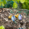 PINKFIRE DAWN OPAL STUDS 18KT GOLD PLATED EARRINGS