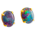 ENCHANTED PINKFIRE SPARK OPAL STUDS 18KT GOLD PLATED EARRINGS
