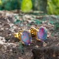 CELESTIAL PINKFIRE OPAL STUDS 18KT GOLD PLATED EARRINGS