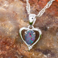  *1 CELESTIAL HEARTFIRE RAINBOW STERLING SILVER OPAL PENDANT