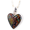 LUMINOUS QUEENSLAND HEART SILVER SOLID BOULDER OPAL PENDANT