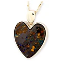ENCHANTED OUTBACK HEART SILVER SOLID BOULDER OPAL PENDANT