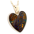 ENCHANTED OUTBACK HEART SILVER SOLID BOULDER OPAL PENDANT