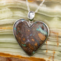 RAINBOW HORIZON HEART SILVER SOLID BOULDER OPAL PENDANT