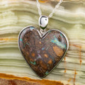 RAINBOW HORIZON HEART SILVER SOLID BOULDER OPAL PENDANT