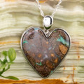 RAINBOW HORIZON HEART SILVER SOLID BOULDER OPAL PENDANT