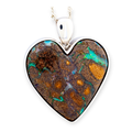 RAINBOW HORIZON HEART SILVER SOLID BOULDER OPAL PENDANT