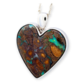 RAINBOW HORIZON HEART SILVER SOLID BOULDER OPAL PENDANT