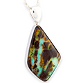  *1 AURORA FREEDOM FLAME LARGE SILVER SOLID BOULDER OPAL PENDANT