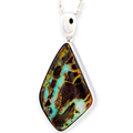 AURORA FREEDOM FLAME LARGE SILVER SOLID BOULDER OPAL PENDANT