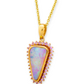 *1 PINK CELESTIAL CRYSTAL OPAL GEM 14KT YELLOW GOLD PENDANT