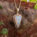 * 1  ARIA PINK CELESTIAL CRYSTAL OPAL GEM 14KT YELLOW GOLD PENDANT