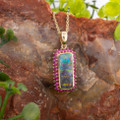  *1 RAINBOW INFERNO 14KT GOLD GEM QUALITY SOLID OPAL PENDANT