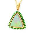 * 1 AN EMERALD SKY 14KT YELLOW GOLD CRYSTAL OPAL PENDANT