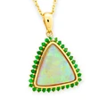 * 1 AN EMERALD SKY 14KT YELLOW GOLD CRYSTAL OPAL PENDANT