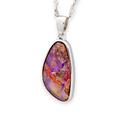 *1 AN ENCHANTED ROYAL RAINFIRE SILVER SOLID OPAL PENDANT