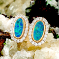 *CELESTIAL AURORA 14KT GOLD & DIAMOND OPAL STUD EARRINGS