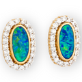 *CELESTIAL AURORA 14KT GOLD & DIAMOND OPAL STUD EARRINGS