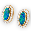 * 1 CELESTIAL AURORA 14KT GOLD & DIAMOND OPAL STUD EARRINGS